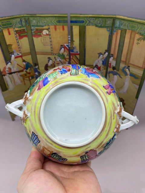 古玩陶瓷嘉道時期 廣彩人物故事紋雙耳杯拍賣，當前價格2570元