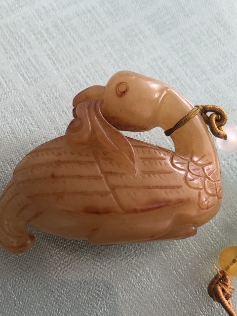 古玩玉器提油仿古“鵝如意”把件真品鑒賞圖
