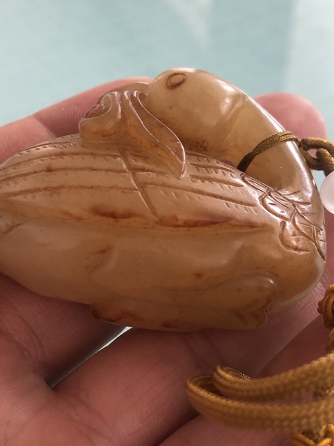 古玩玉器提油仿古“鵝如意”把件真品鑒賞圖