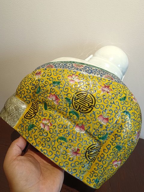 古玩陶瓷萬同順粉彩花卉彌勒笑佛拍賣,當前價格35000元