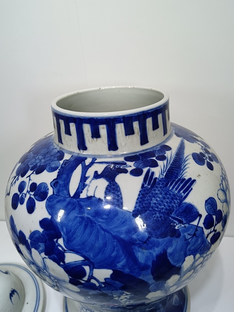 古玩陶瓷晚清青花花鳥(niǎo)紋將軍罐拍賣，當(dāng)前價(jià)格19000元
