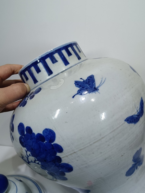 古玩陶瓷晚清青花花鳥(niǎo)紋將軍罐拍賣，當(dāng)前價(jià)格19000元