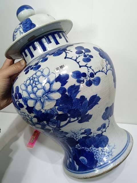 古玩陶瓷晚清青花花鳥(niǎo)紋將軍罐拍賣，當(dāng)前價(jià)格19000元