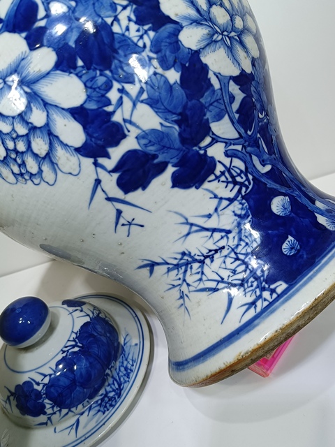 古玩陶瓷晚清青花花鳥(niǎo)紋將軍罐拍賣，當(dāng)前價(jià)格19000元