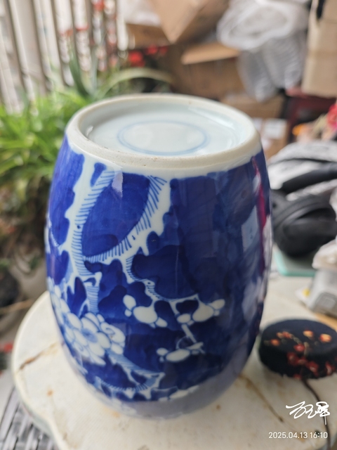 古玩陶瓷晚清·青花留白冰梅紋罐拍賣,當前價格2188元