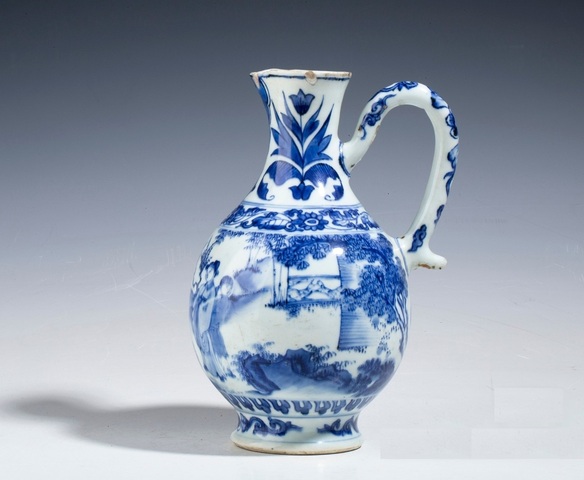 古玩陶瓷青花人物故事紋執壺真品鑒賞圖