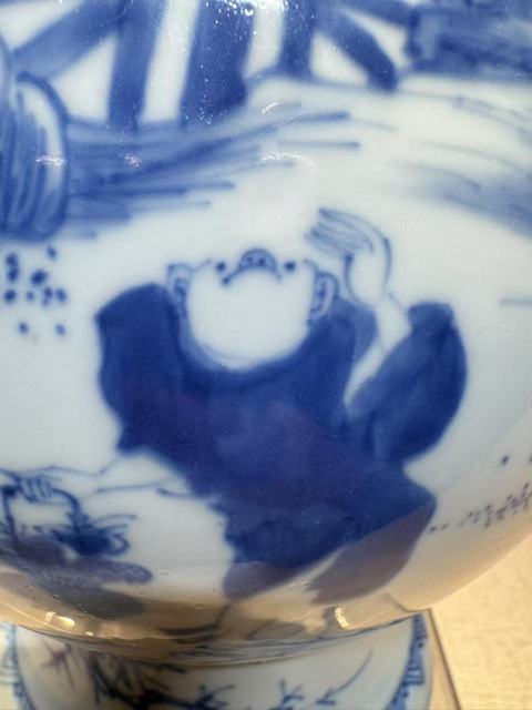 古玩陶瓷康熙青花仙神人物紋盤口尊拍賣,當前價格21300元