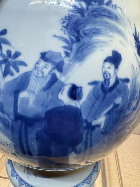 古玩陶瓷康熙青花仙神人物紋盤口尊拍賣,當前價格21300元