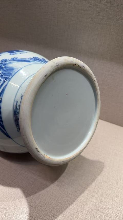 古玩陶瓷康熙青花仙神人物紋盤口尊拍賣,當前價格21300元