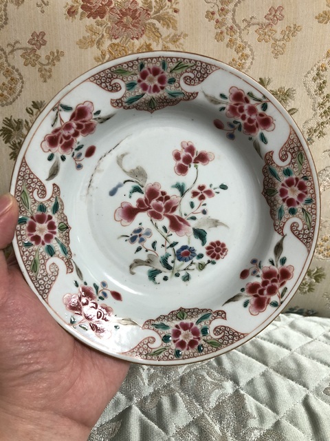 古玩陶瓷雍正粉彩-花卉紋折沿盤拍賣,當前價格1508元