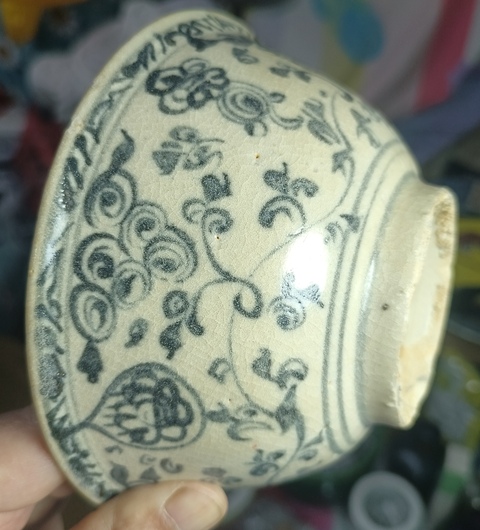 古玩陶瓷明代空白期佛家八寶青花碗拍賣,當前價格2800元