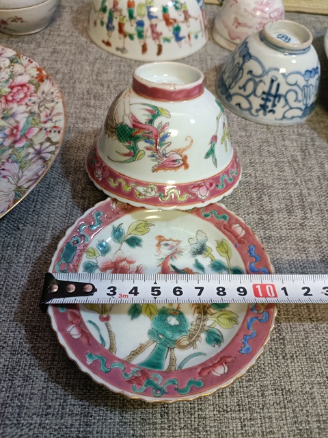 古玩陶瓷民國粉彩鳳穿牡丹圖杯碟拍賣,當前價格3888元