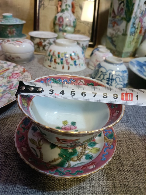 古玩陶瓷民國粉彩鳳穿牡丹圖杯碟拍賣,當前價格3888元
