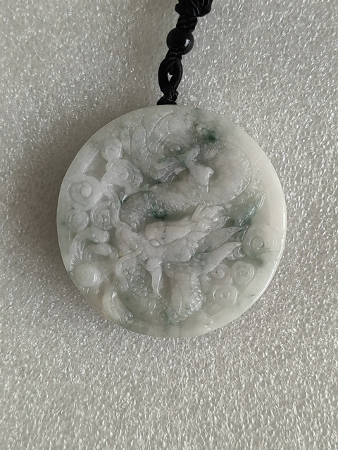 古玩玉器天然翡翠“龍鳳牌”拍賣,當(dāng)前價格320元