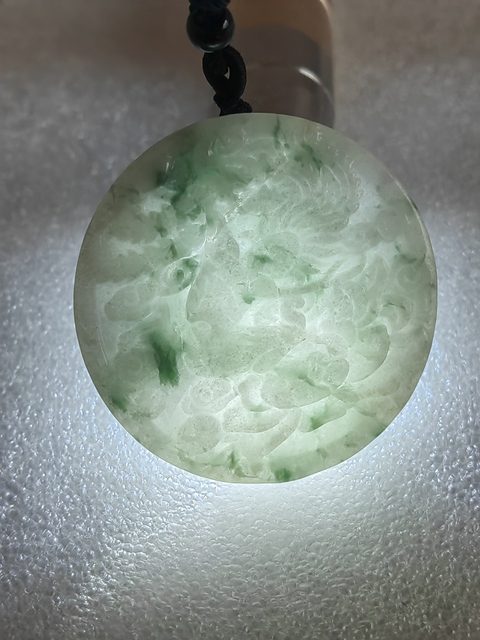古玩玉器天然翡翠“龍鳳牌”拍賣,當(dāng)前價格320元