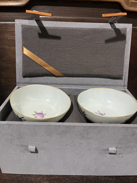 古玩陶瓷墨彩海燕紋茶碗真品鑒賞圖