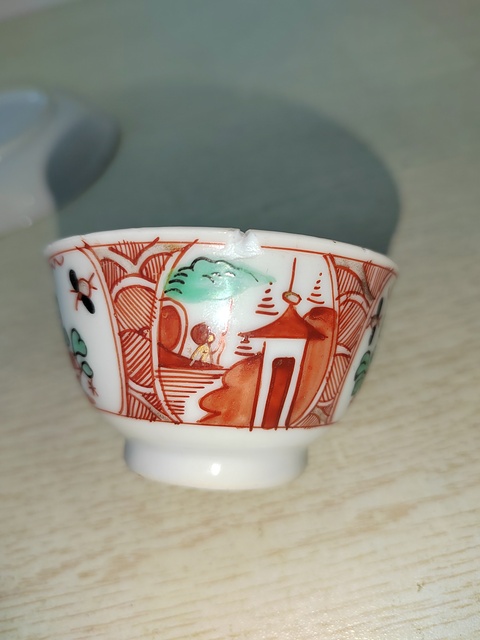 古玩陶瓷紅綠彩描金杯盤拍賣,當前價格500元