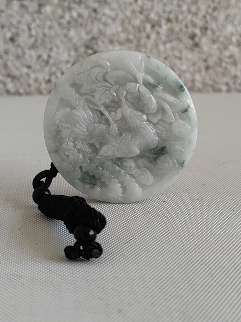 古玩玉器天然翡翠“龍鳳牌”拍賣,當(dāng)前價格320元
