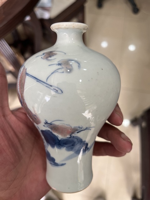 古玩陶瓷青花釉里紅梅瓶拍賣,當前價格23000元