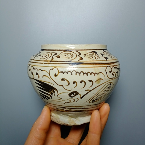 古玩陶瓷金元，畫花小罐拍賣，當前價格5300元