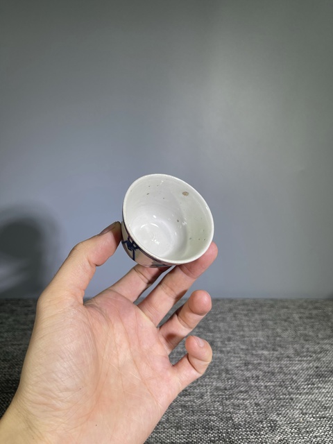 古玩陶瓷清晚期.青花壽字紋杯拍賣，當前價格128元
