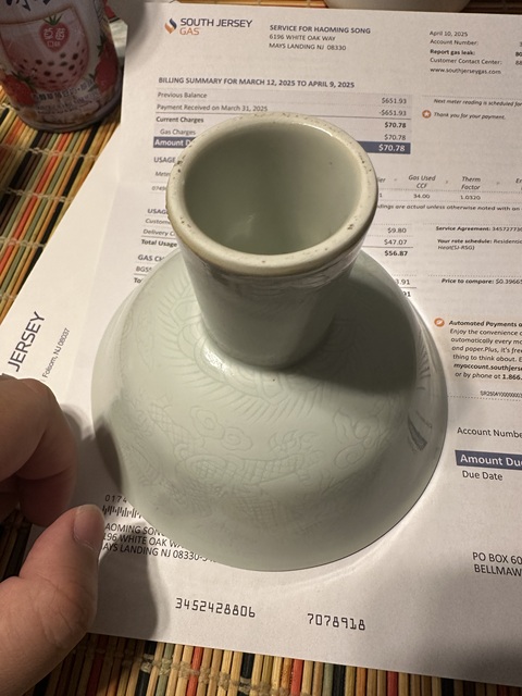 古玩陶瓷白釉暗刻龍紋高足杯真品鑒賞圖