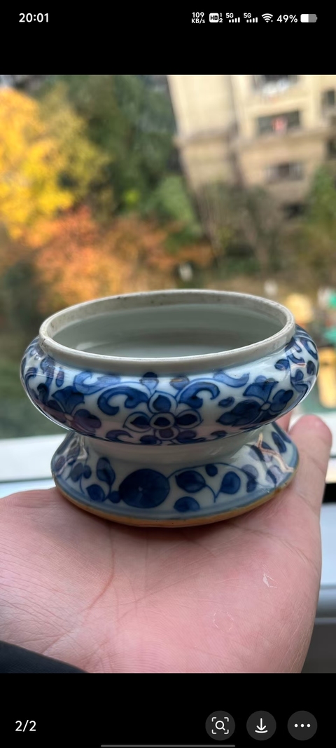 古玩陶瓷清早期青花高足水盂拍賣，當前價格6500元