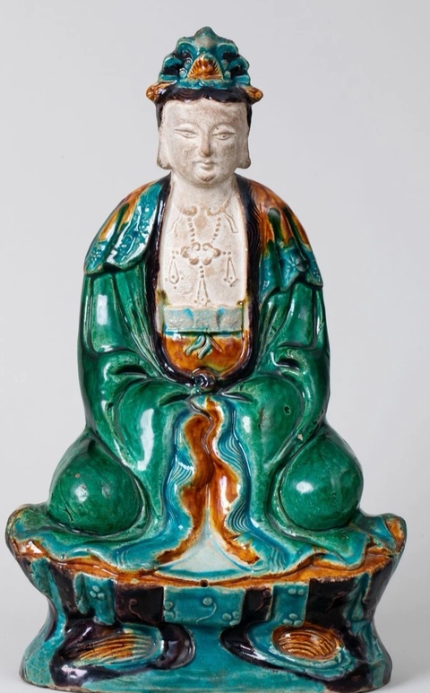 古玩陶瓷琺華彩觀音造像真品鑒賞圖