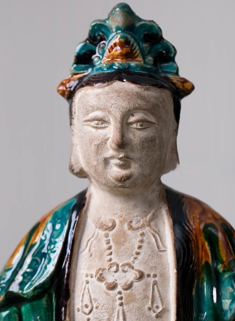 古玩陶瓷琺華彩觀音造像真品鑒賞圖