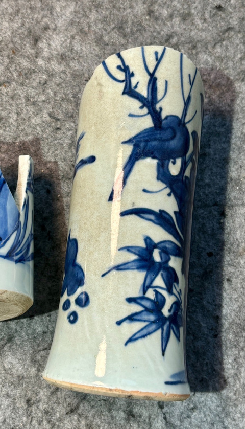 古玩陶瓷青花花鳥紋花觚真品鑒賞圖