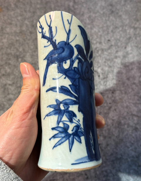 古玩陶瓷青花花鳥紋花觚真品鑒賞圖