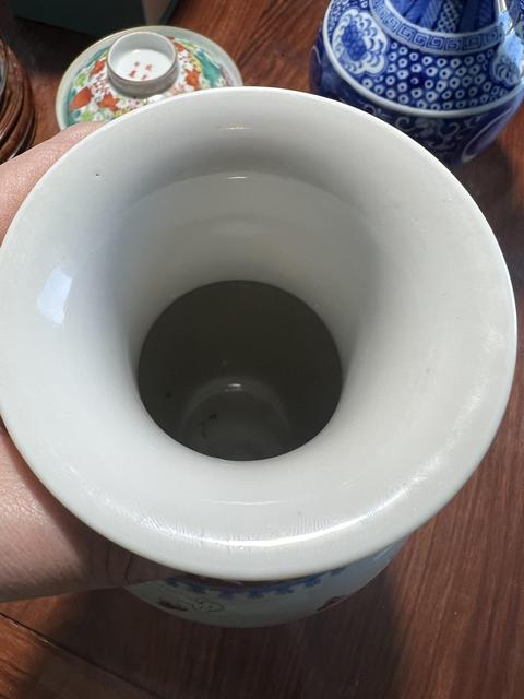 古玩陶瓷粉彩龍鳳紋撇口瓶真品鑒賞圖