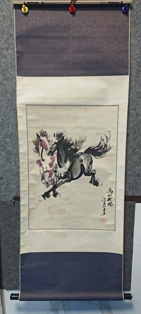 古玩字畫國家一級美術師江月馬到成功拍賣,當前價格499元