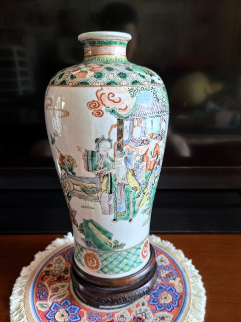 古玩陶瓷五彩人物故事梅瓶真品鑒賞圖