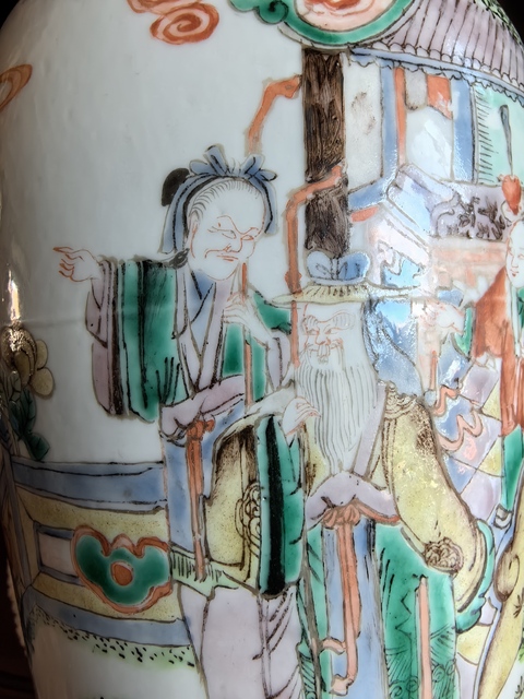 古玩陶瓷五彩人物故事梅瓶真品鑒賞圖