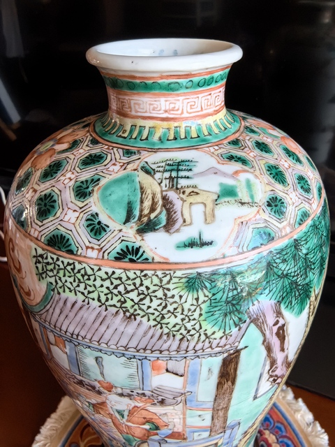 古玩陶瓷五彩人物故事梅瓶真品鑒賞圖