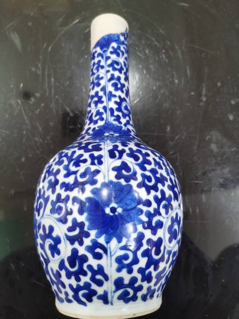 古玩陶瓷清光緒 青花鳳穿花膽瓶真品鑒賞圖