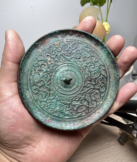 古玩銅器秦代變形龍紋鏡真品鑒賞圖