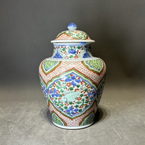 古玩陶瓷五彩將軍罐真品鑒賞圖