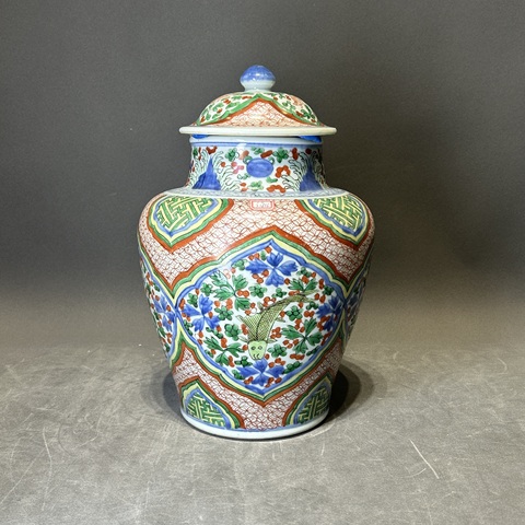 古玩陶瓷五彩將軍罐真品鑒賞圖