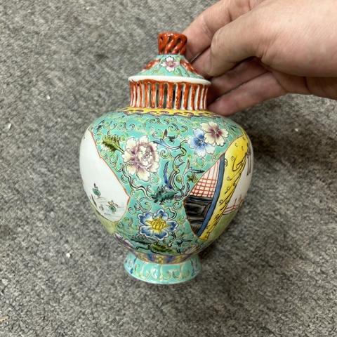 古玩陶瓷人物紋蓋罐真品鑒賞圖