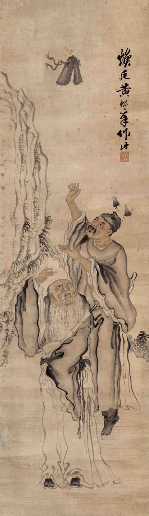 古玩字畫古代畫作.黃炳章人物來福圖拍賣,當(dāng)前價(jià)格0元