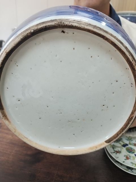 古玩陶瓷三星高照圖青花罐真品鑒賞圖