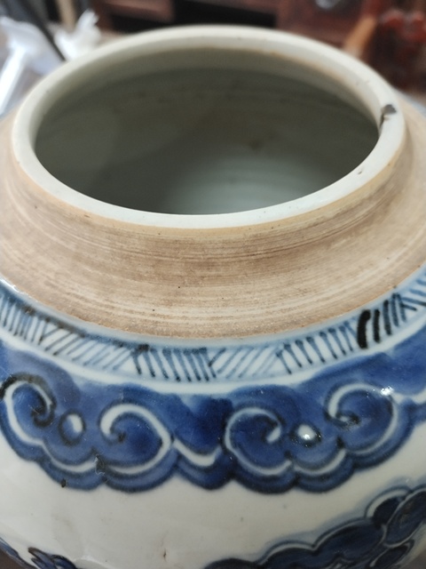 古玩陶瓷青花團鳳紋罐，平臺不允許估價真品鑒賞圖