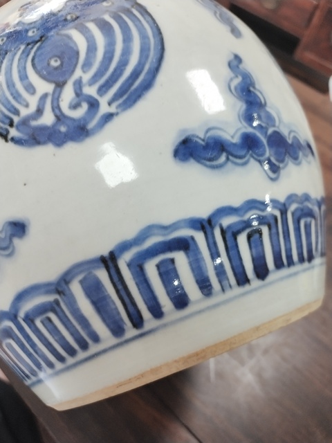 古玩陶瓷青花團鳳紋罐，平臺不允許估價真品鑒賞圖