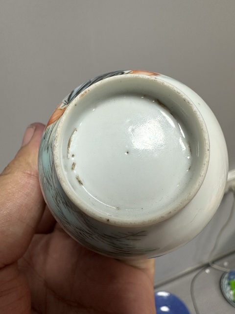 古玩陶瓷粉彩鶴紋杯真品鑒賞圖