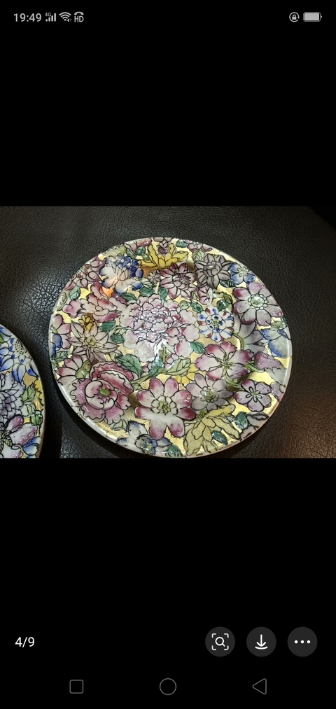 古玩陶瓷粉彩百花紋盤一對拍賣，當前價格1265元