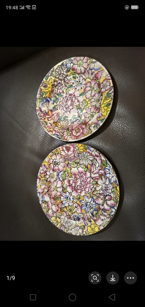 古玩陶瓷粉彩百花紋盤一對拍賣，當前價格1265元