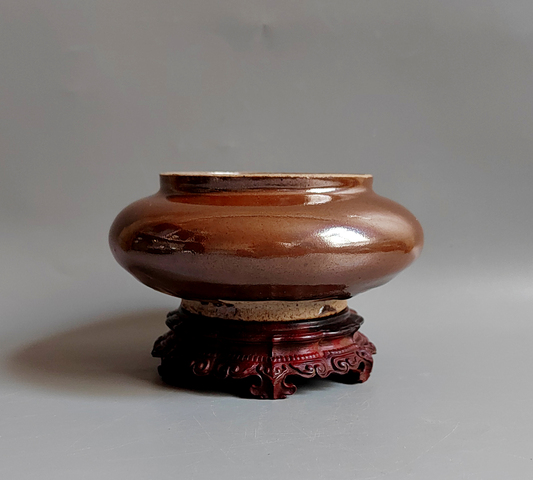 古玩陶瓷明代·紫金釉水洗真品鑒賞圖