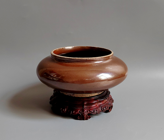古玩陶瓷明代·紫金釉水洗真品鑒賞圖